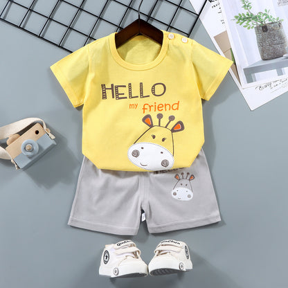 Children's Short-sleeved Suit Pure Cotton