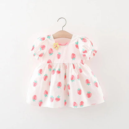 Girls' Fashion Casual Short-sleeved Printed Dress