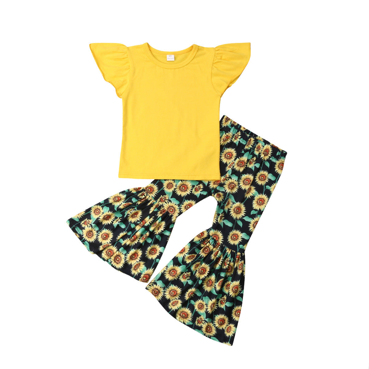 Two-piece chrysanthemum bell bottom pants