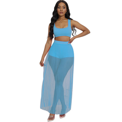 Women's Wear Vest Skirt Shorts Three-piece Set