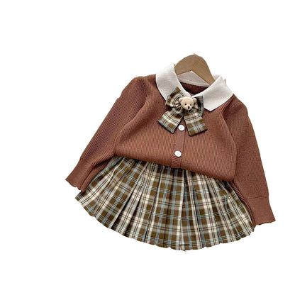 Girl's Sweater Princess Dress Two-piece JK Suit