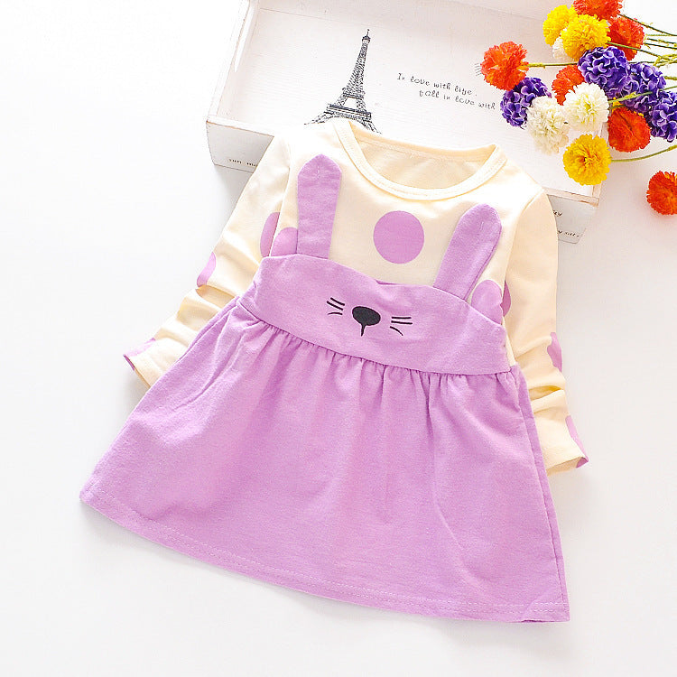 Girl's cotton long-sleeved dress