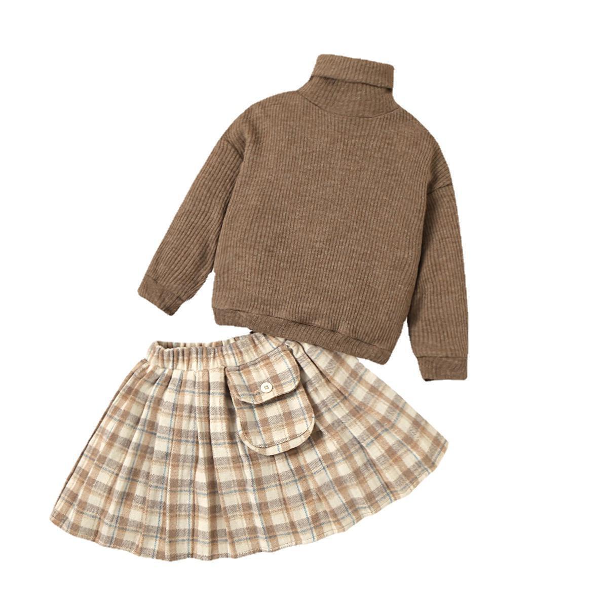 New Girls' Turtleneck Sweater Long-sleeved Sweater Two-piece Set