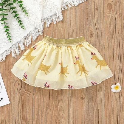 Two-piece Baby Printed Animal Romper Skirt