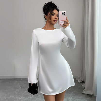 Women's European And American Backless Long-sleeved Dress