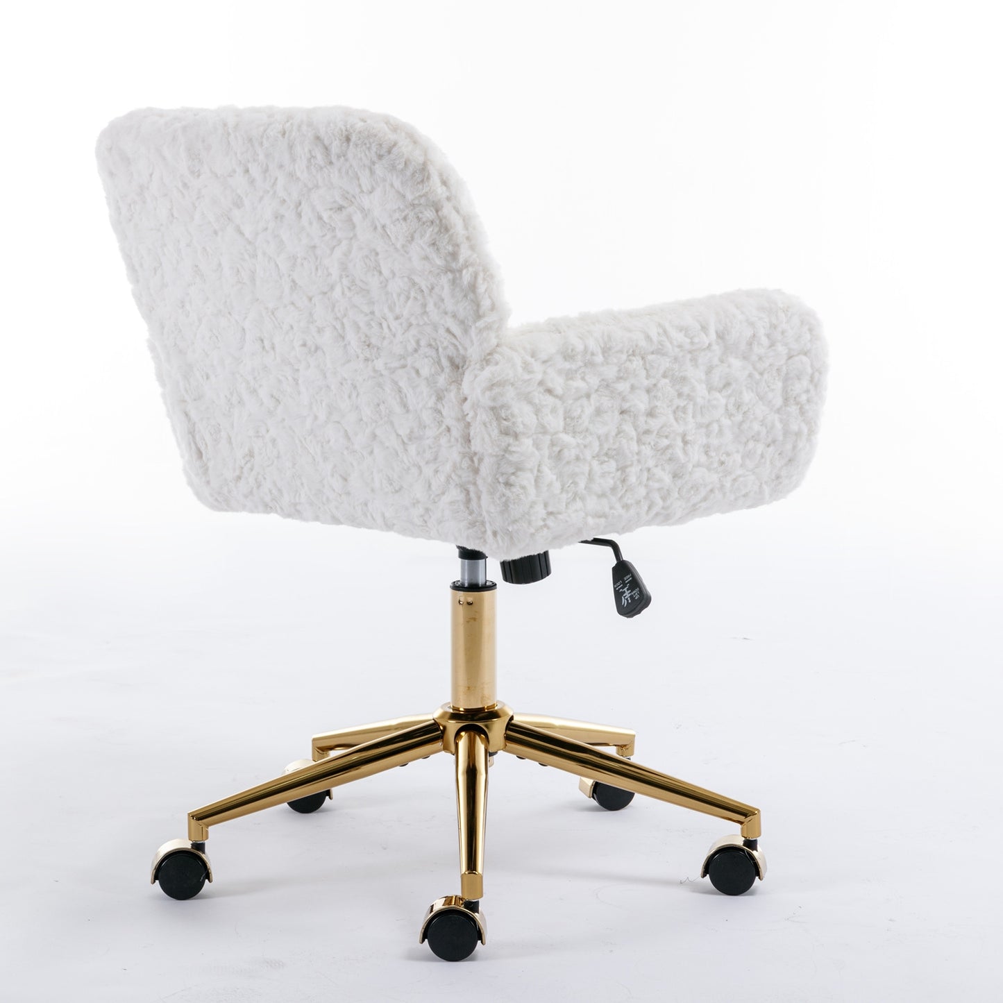 A&A Furniture Rabbit Hair Office Chair With Golden Base, Adjustable