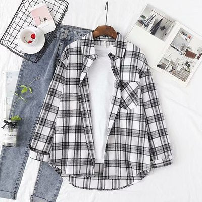 Autumn and winter new ladies plaid shirt