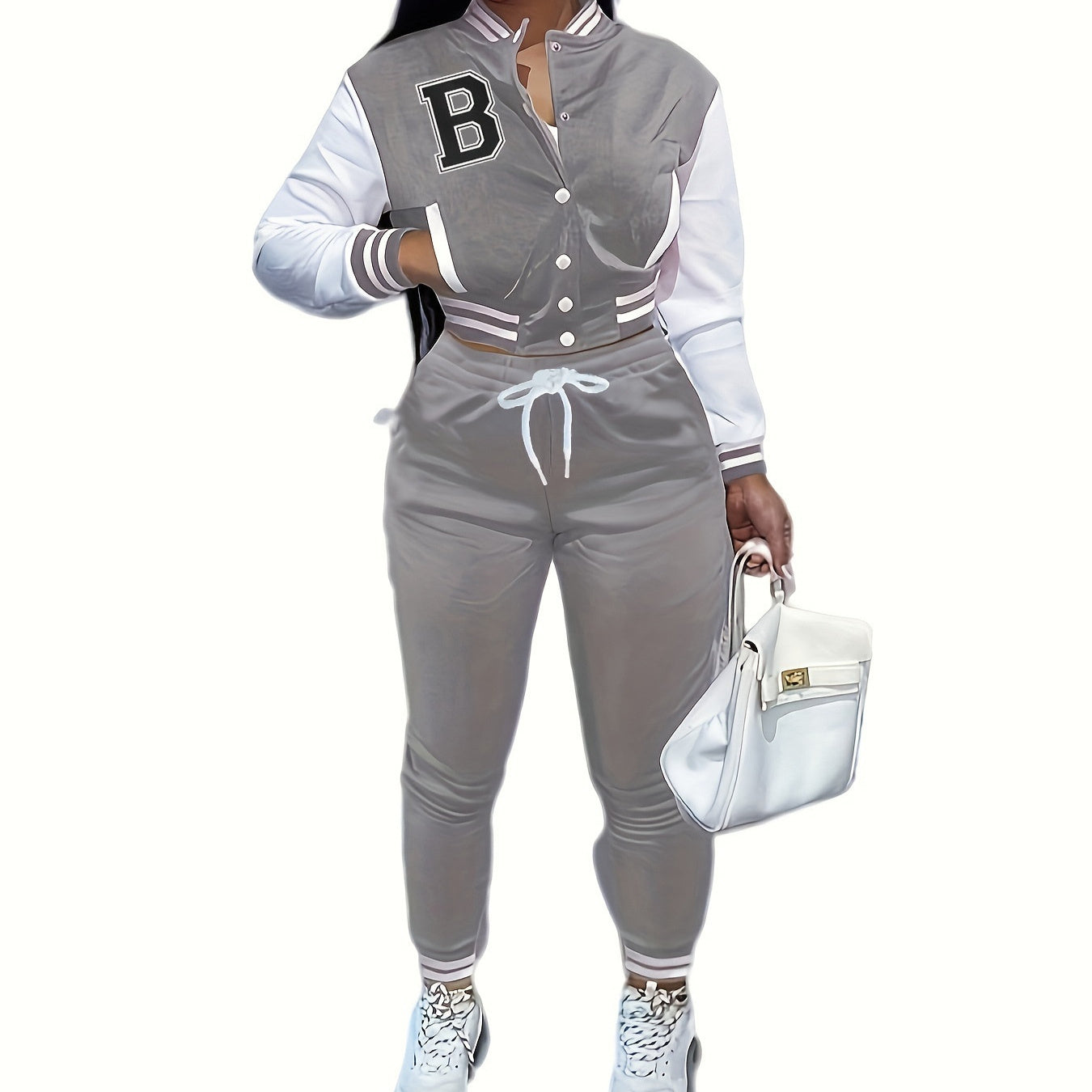 Letter Color Matching Jacket Single-breasted Letter Printed Baseball Uniform Sports Suit