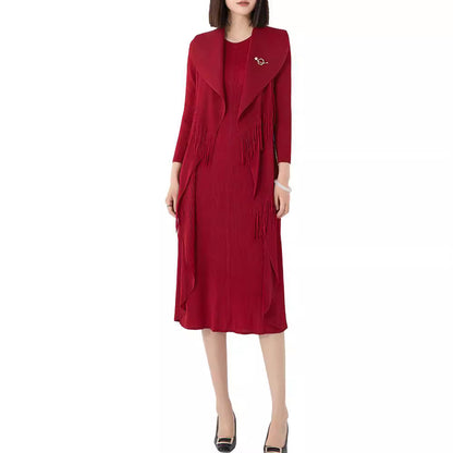 Autumn New Polo Collar Temperament Fake Two-piece Dress