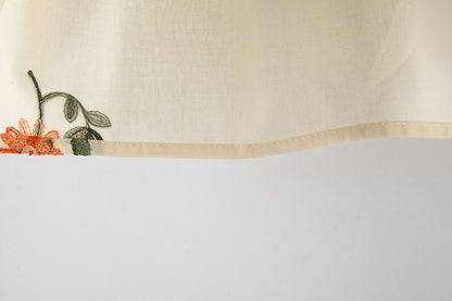 Full Body Embroidered Flowers Flounced Sleeve Cotton Dress