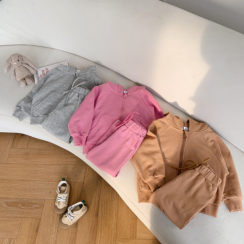 Children's Fried Street Autumn Boyish Look Sports Two-piece Set