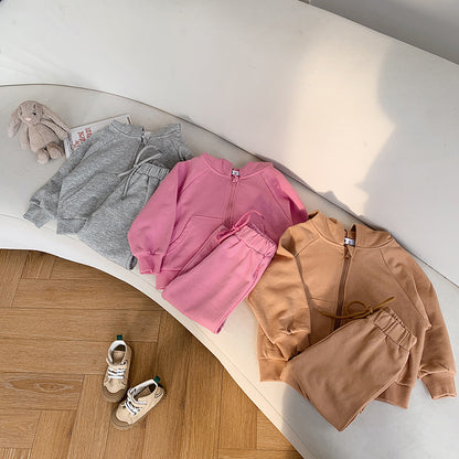 Children's Fried Street Autumn Boyish Look Sports Two-piece Set