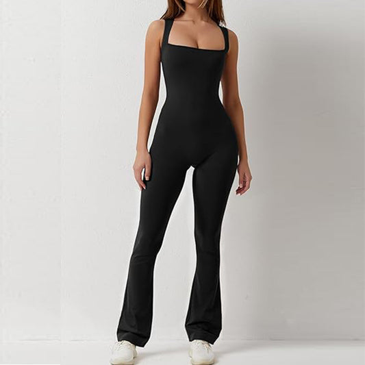 Solid Color Square Collar Vest Seamless Yoga Exercise Flared Pants