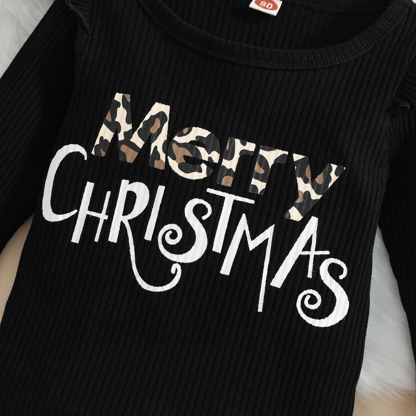 Christmas Suit Girls 1-5 Years Old Pit Strip Printing Top