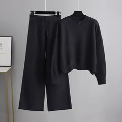 Fashion Casual Knitting Suit Pants Korean Style Loose Women