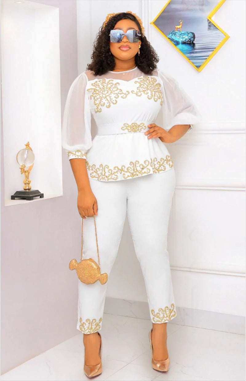 New Five-point Bubble Sleeve Slim Suit