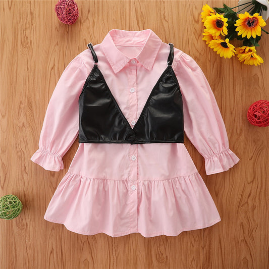 New Trendy Children's Long-sleeved Shirt Dress
