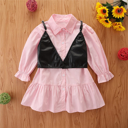 New Trendy Children's Long-sleeved Shirt Dress