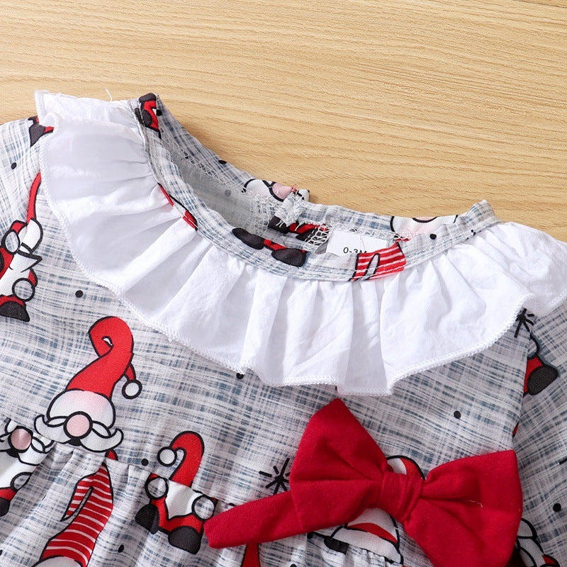 Two-piece Christmas Element Print Long-sleeved Top And Shorts