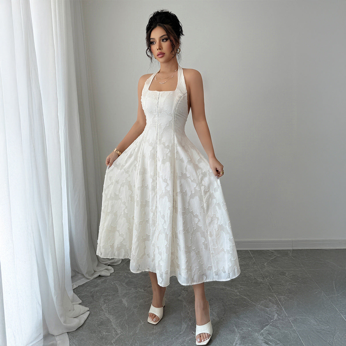 Elegant Simple Style Halter Tube Top Maxi Dress Women's Clothing