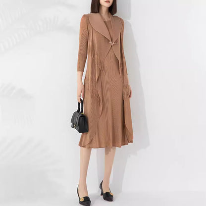 Autumn New Polo Collar Temperament Fake Two-piece Dress