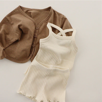 Girls' Solid Color Pajamas Homewear Set