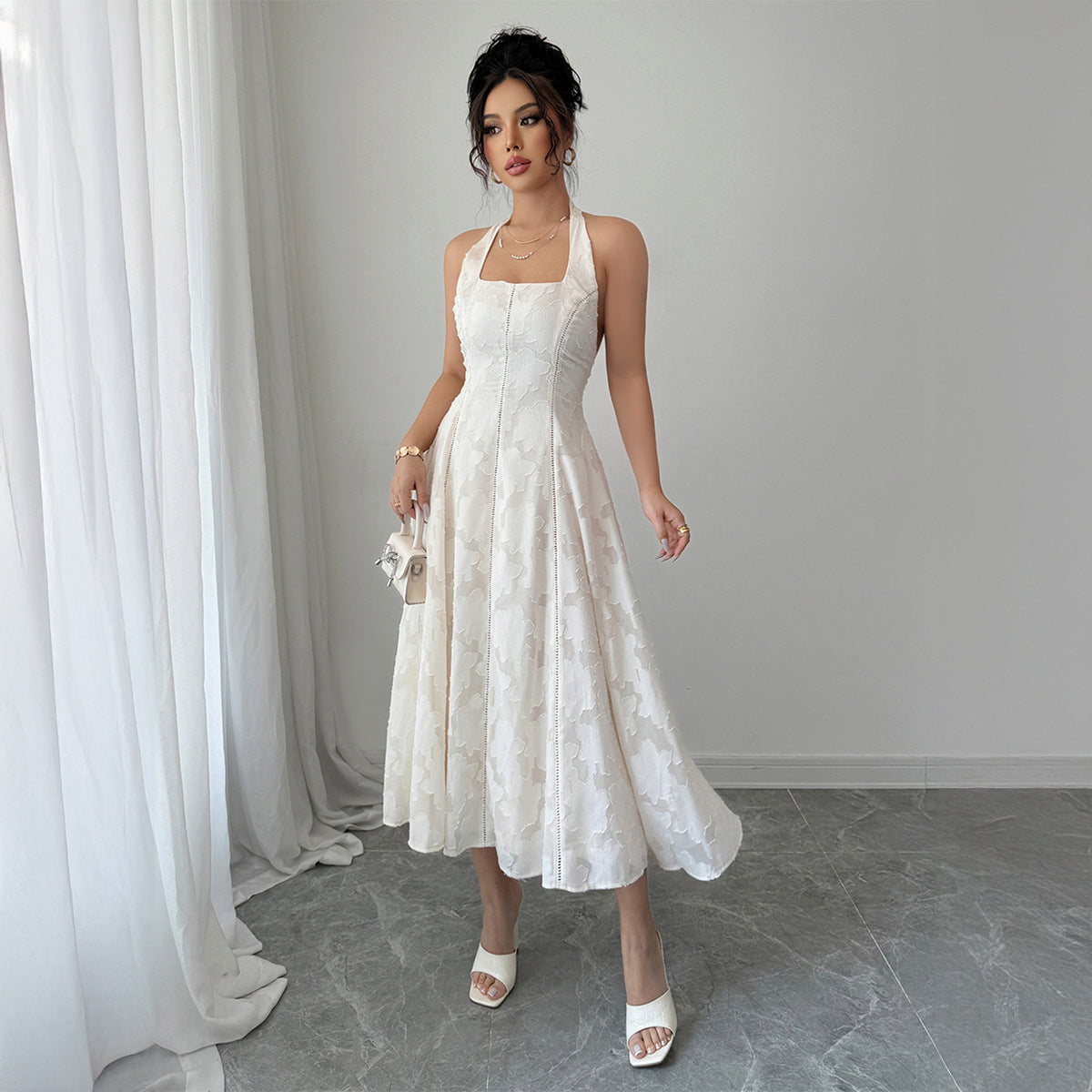 Elegant Simple Style Halter Tube Top Maxi Dress Women's Clothing