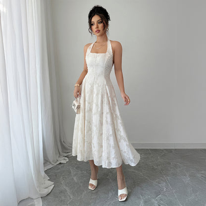 Elegant Simple Style Halter Tube Top Maxi Dress Women's Clothing