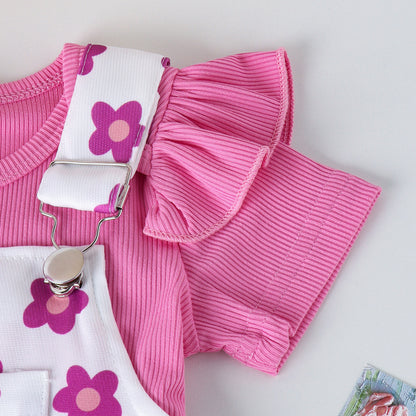 Children's Clothing Fashion Infant Suit Flounced Sleeve Printing