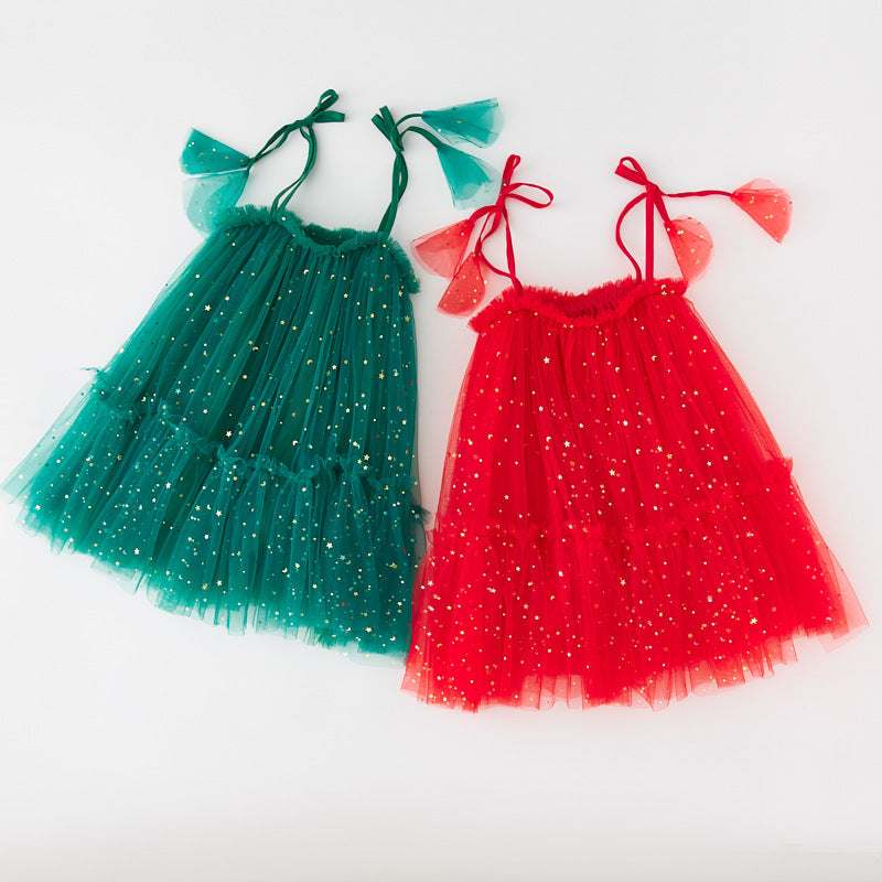 Children's Skirt Stars Moon Mesh Gauze Skirt Princess Pengpeng Skirt