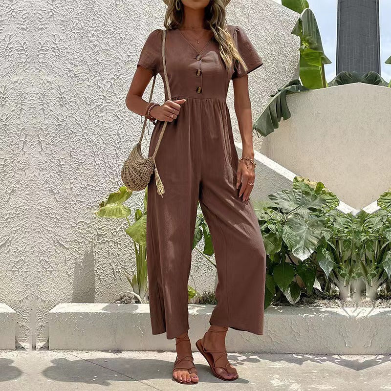 Women's Casual Summer Wide-leg Jumpsuit