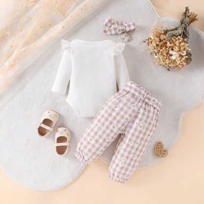 Baby Bow Top Pants Comfortable Suit