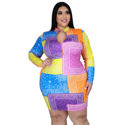 Bag Hip A-line Dress Women Long Sleeves