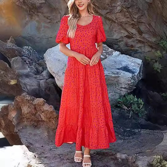 Puff Sleeve Floral Casual Summer Dress