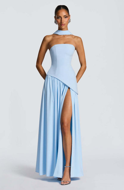 Fashion Sexy Backless Tube Top Pure Color Split Dress