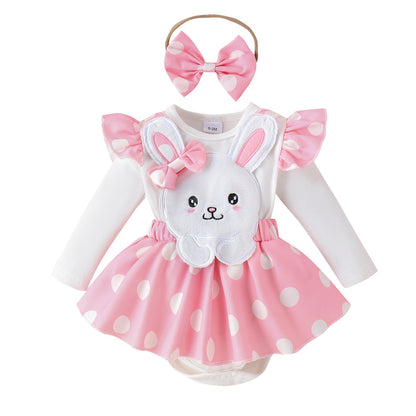 Sweet Baby Girl Long-sleeved Jumpsuit Rabbit Romper Headdress