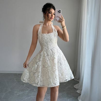 Elegant Simple Style High-end Halterneck Skirt Dress Women's Clothing