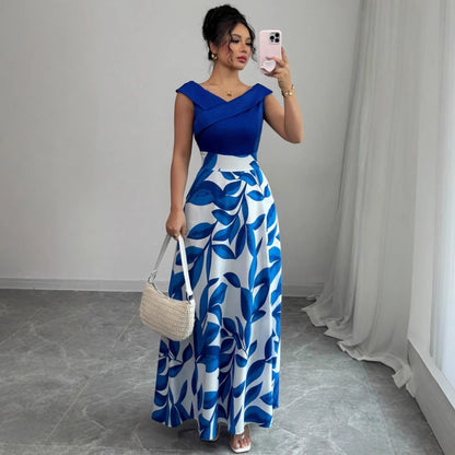 Women's Versatile And Elegant Printed V-neck Dress