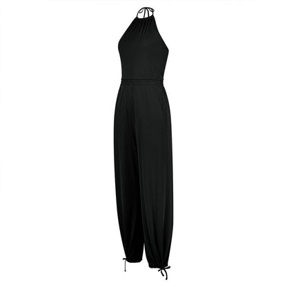 Women's Halter Beauty Back Fitness Jumpsuit