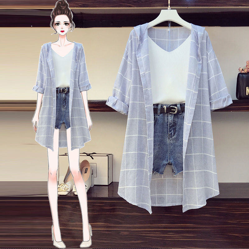 Fat Sister Spring And Summer Sun Protection Clothing Shorts Two-piece Set