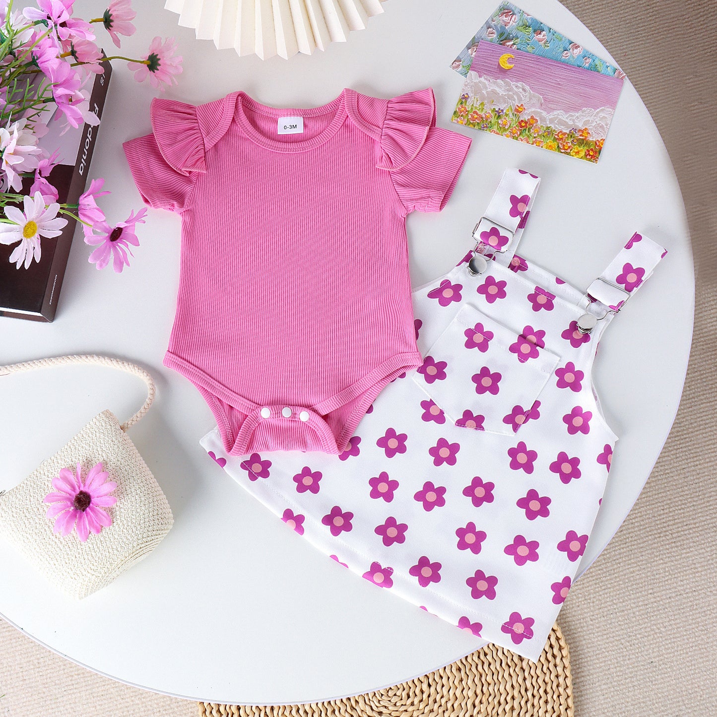 Children's Clothing Fashion Infant Suit Flounced Sleeve Printing