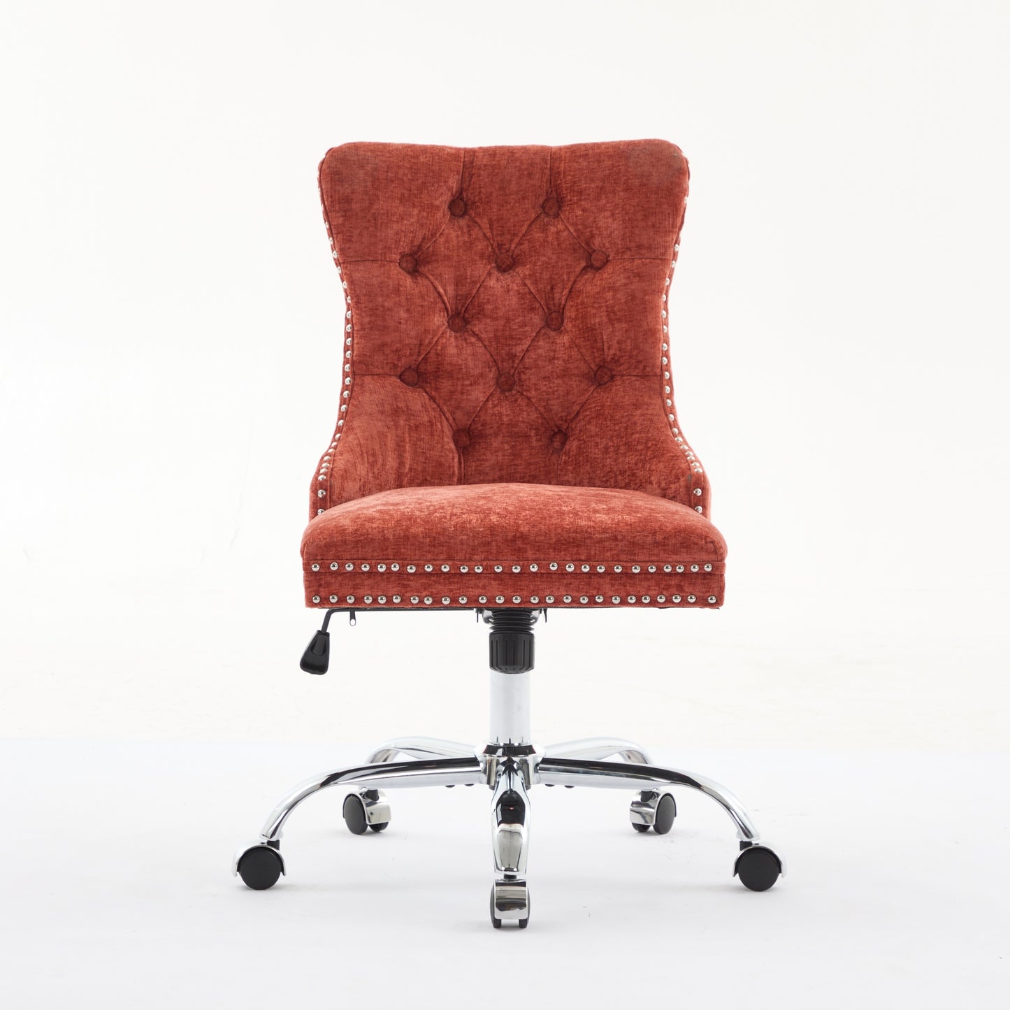 A&A Furniture Office Chair,Modern Chenille Upholstered Tufted Button Home Office Chair With Chrome Metal Base,Adjustable Desk Chair Swivel Office Chair Orange