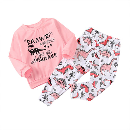 Girls' Dinosaur Printed Long Sleeves Suit