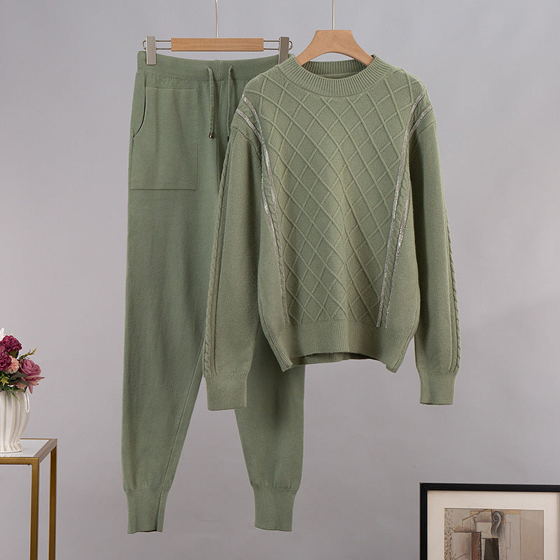 Russian Casual Sweater Pullover Two-piece Suit