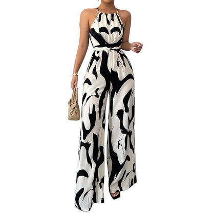 Women's Fashion Zebra Print Suspender Jumpsuit