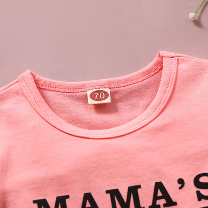 Baby Girl Alphabet Print Short-sleeved Trousers Suit