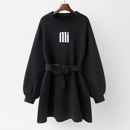 Loose Mid Length Plus Fleece Sweater Dress