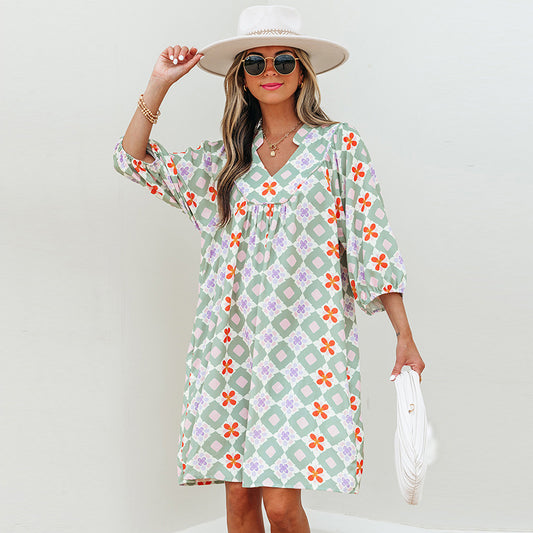 Pullover V-neck 34 Sleeve Dress