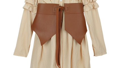 Yellow puff sleeve shirt waist dress