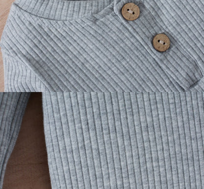 Autumn Children Three-color Sunken Stripe T Two-piece Suit